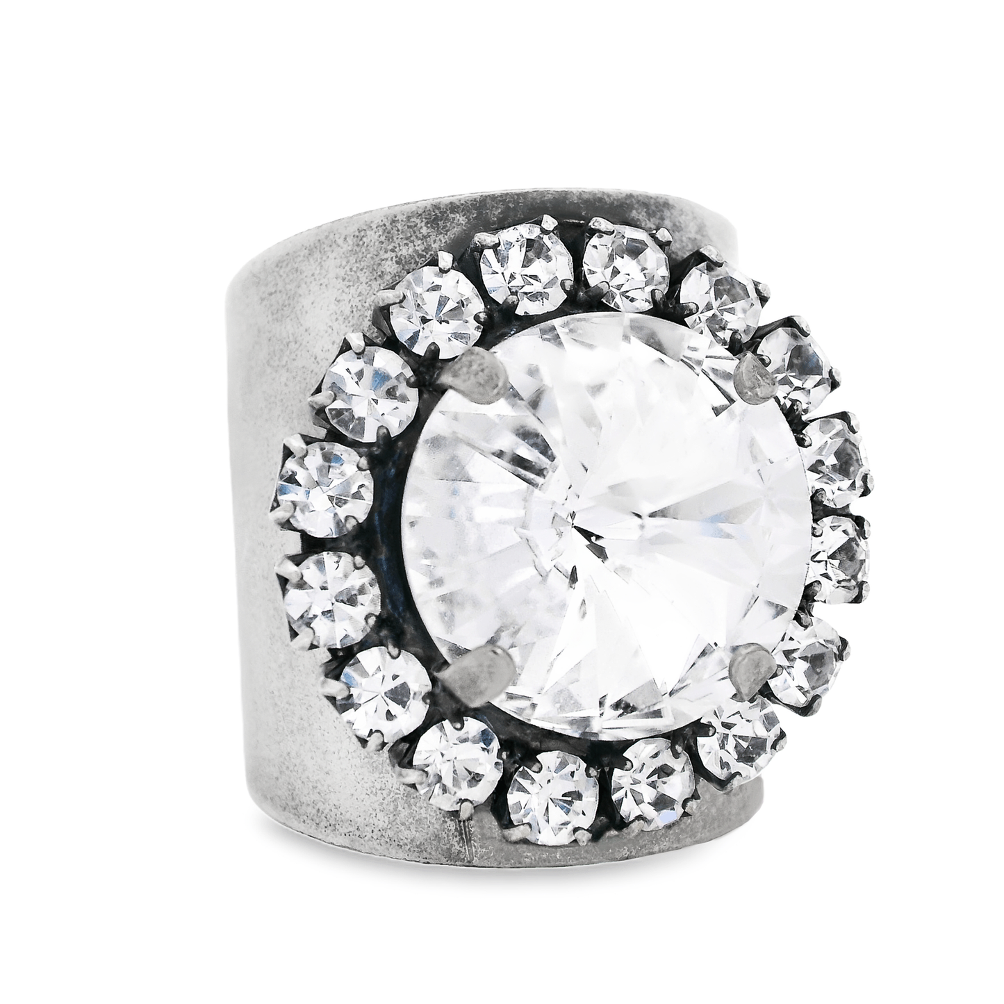 Jacci Ring in Antique Silver / Clear