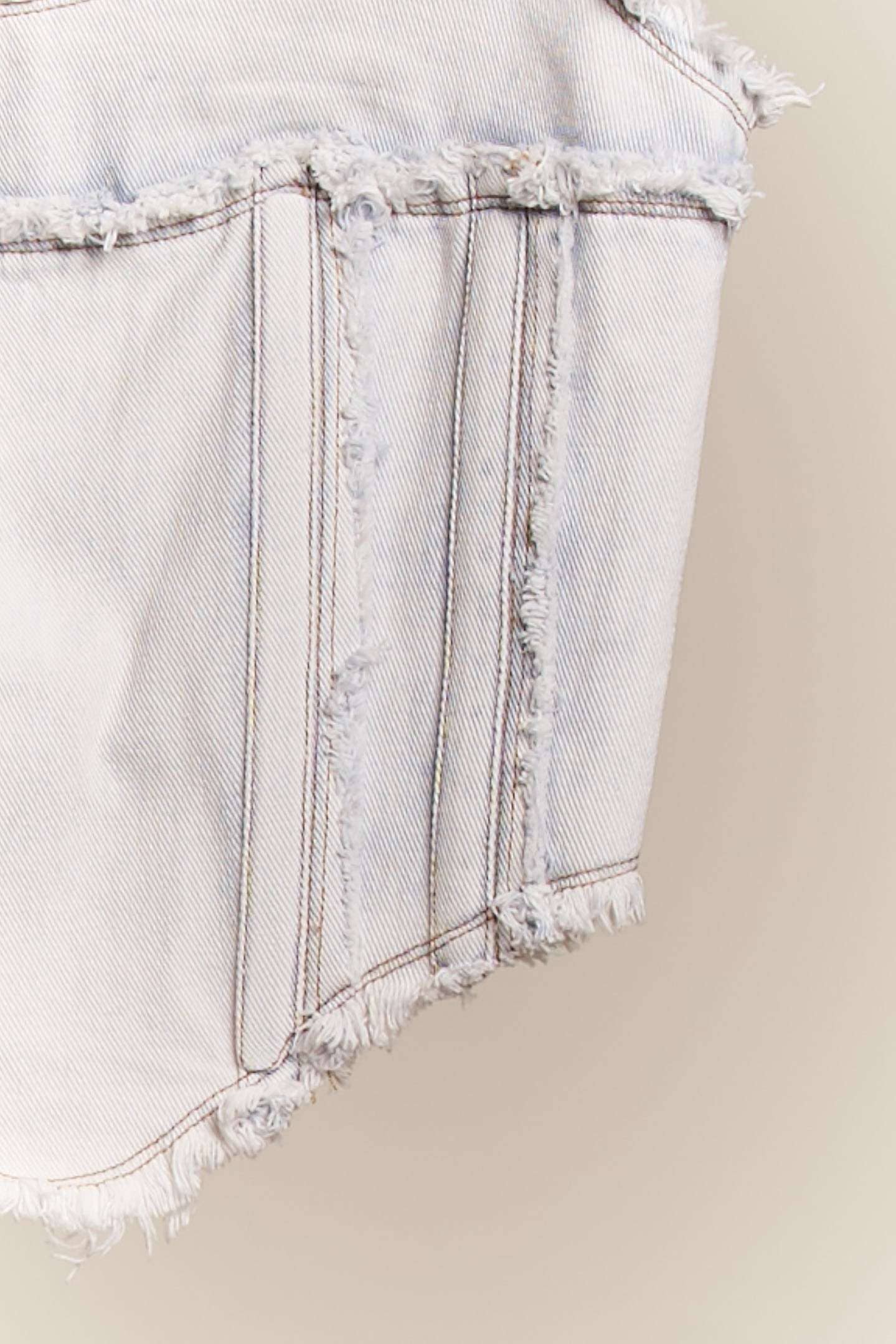 Raw Hem Spaghetti Strap Denim Corset Top