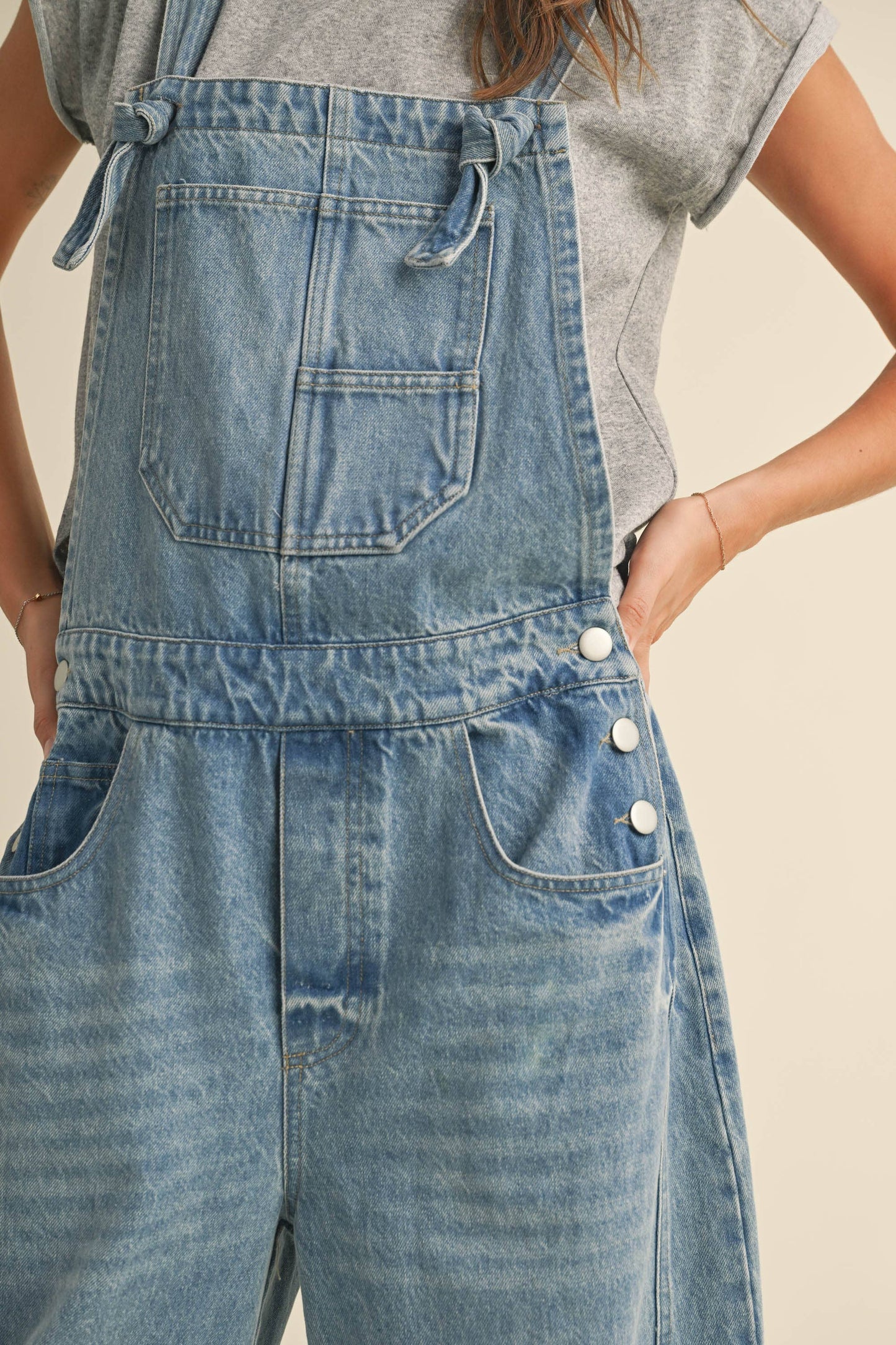 BARREL DENIM OVERALLS