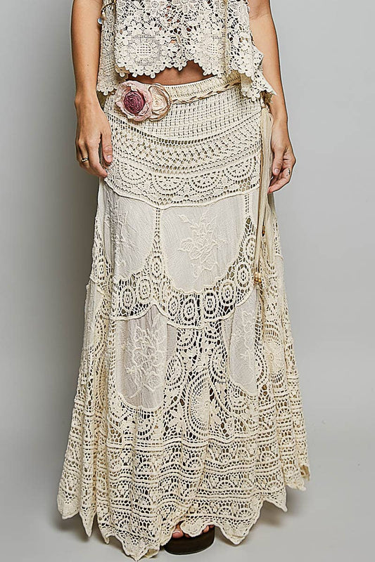 Crochet patterns embroidered maxi skirt