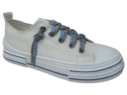 Women's Slip-on Double Rhinestone Laced Sneaker