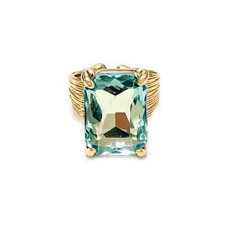 Cushion Cut Cocktail Adjustable Wire Ring