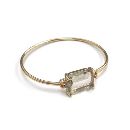 High Quality Glass Crystal Rectangle Stone Cuff Metal Bangle