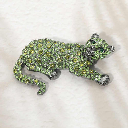 Crystal Rhinestone Leopard Pin Brooch