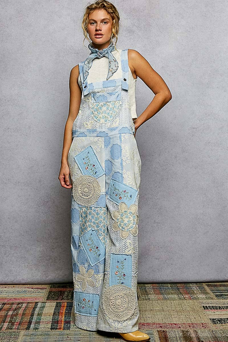 Floral Wide Leg Woven Overalls