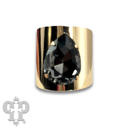 Rhinestone teardrop adjustable base statement ring