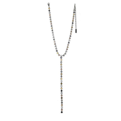 Y Metallic Necklace in Smutt