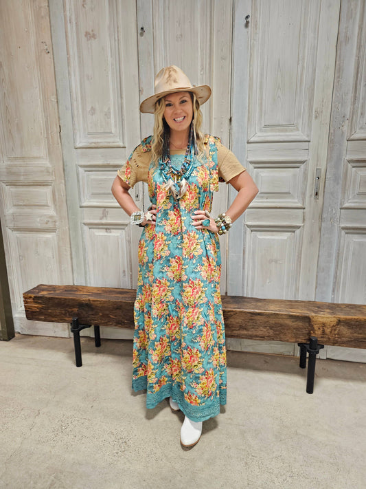 Teal Floral Dress