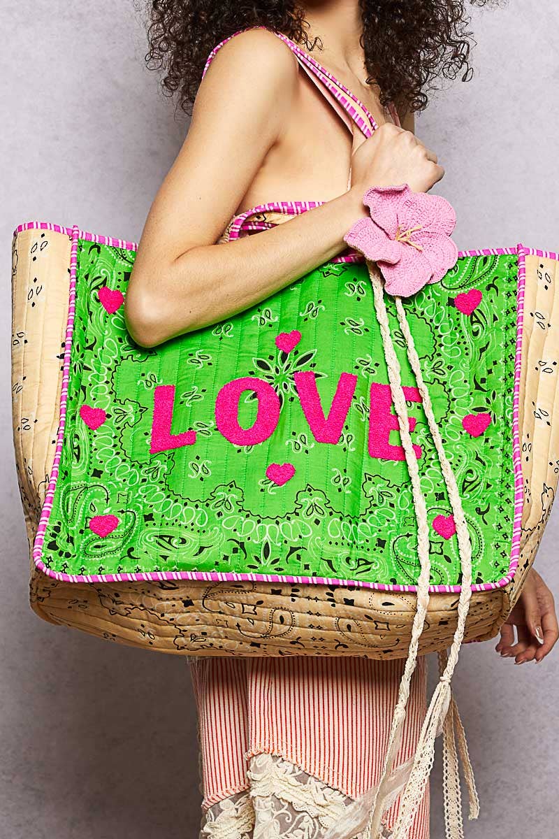 LOVE Bandana Quilted Tote Bag