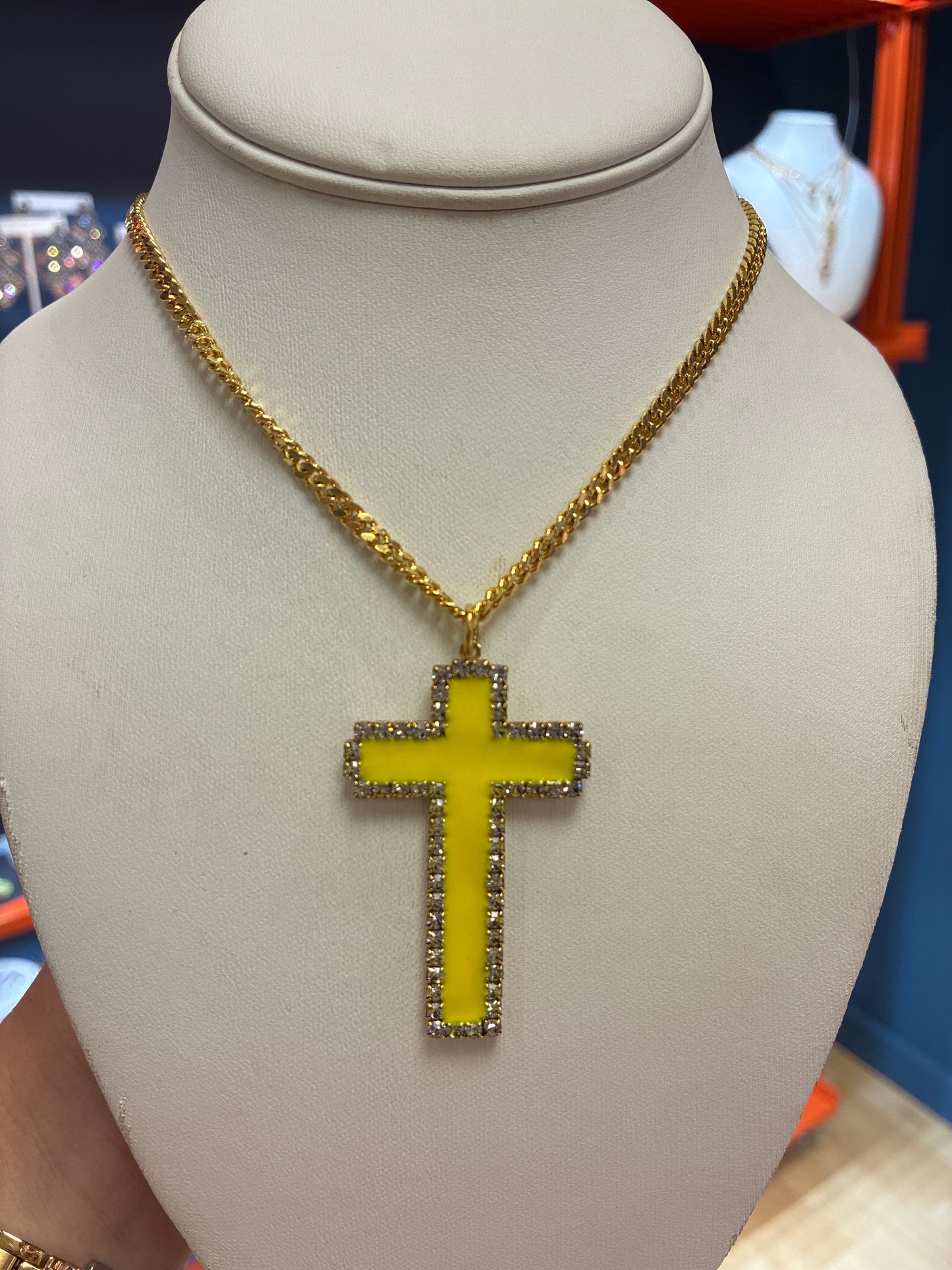 Gloria Yellow Cross With Crystals