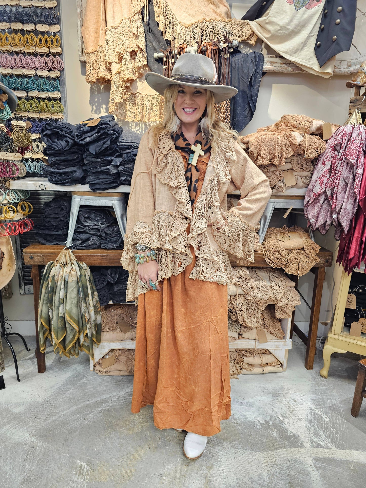 Rust Tuck Strap Dress