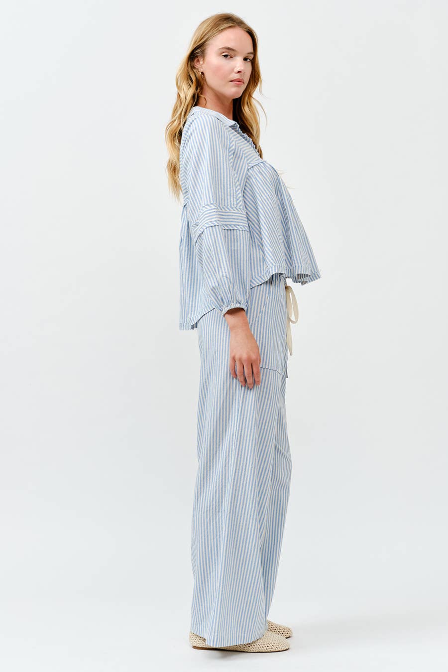Striped Bubble Blouse Top