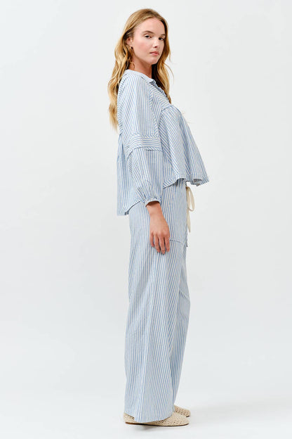 Striped Bubble Blouse Top