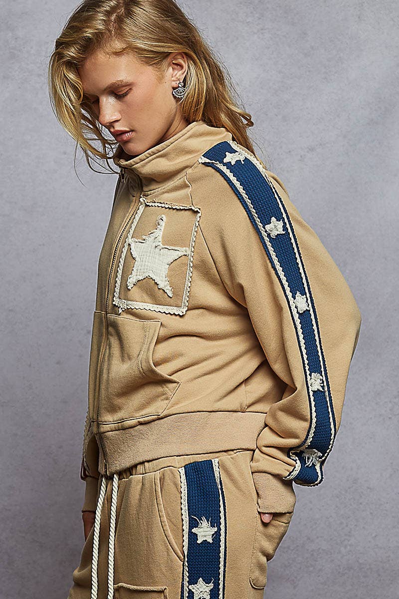 Long sleeve French Terry Star Patch Jacket