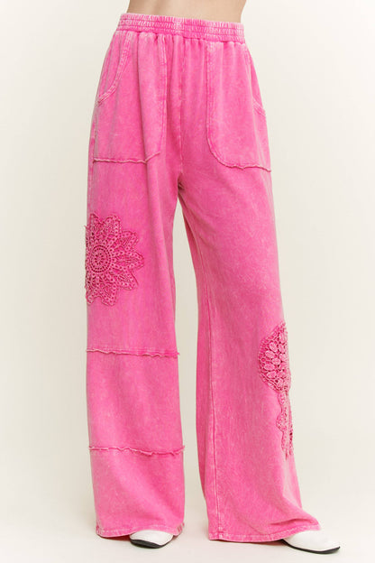 MineralWashed Doily Wide Leg French Terry Lounge Pants