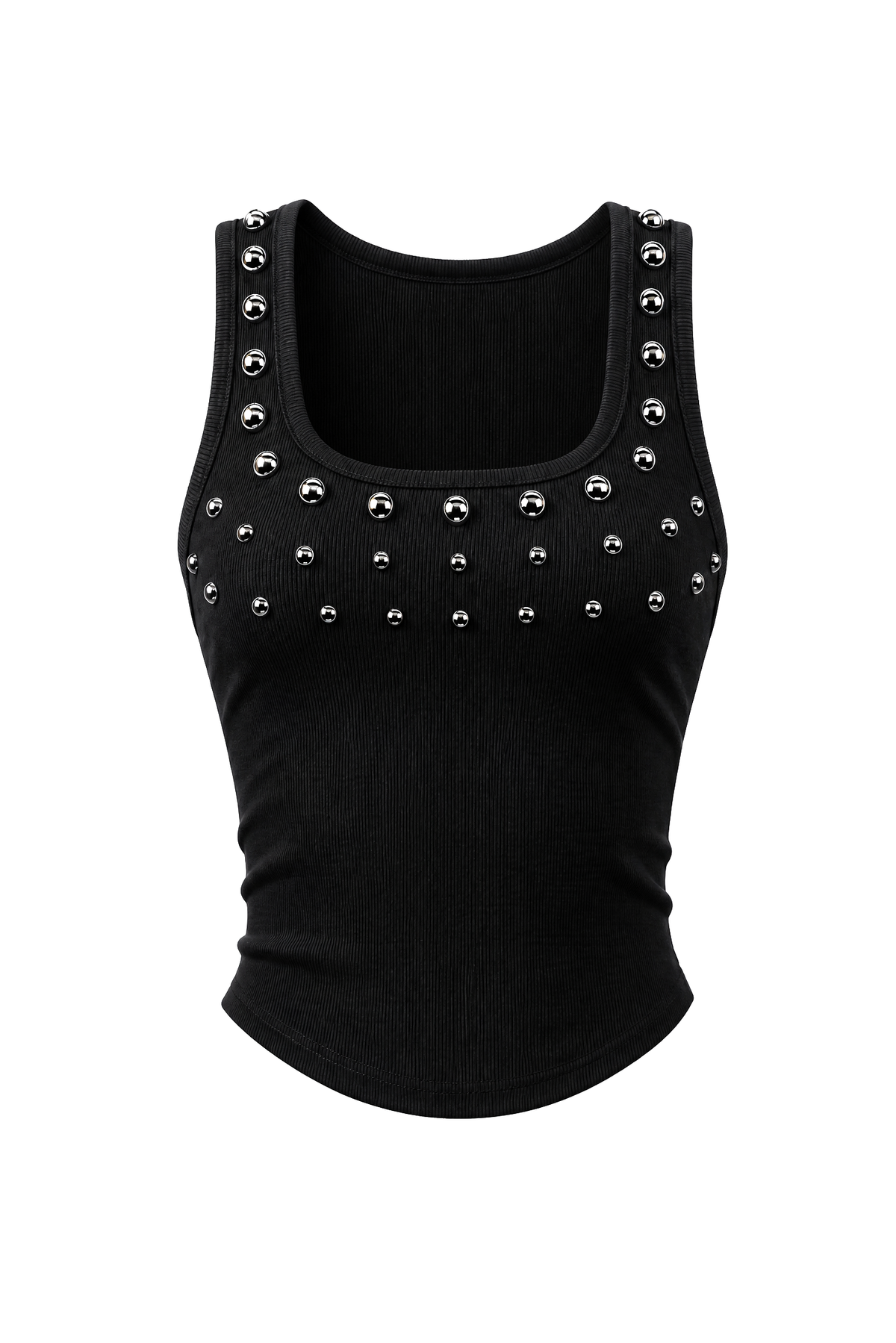 Studded ribbed crop tank top
