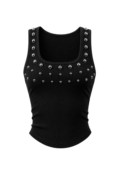 Studded ribbed crop tank top