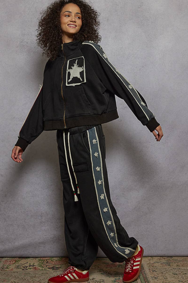 French Terry Star Patch Knit Joggers