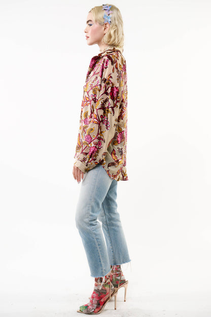 Ivory Holiday Jewels Burnout Velvet Blouse