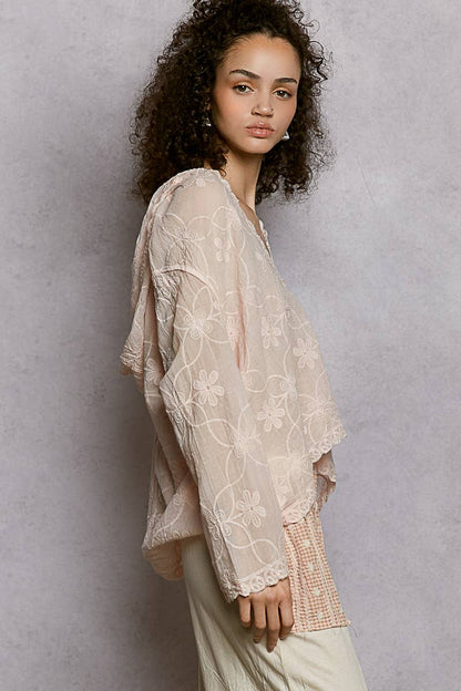 Boho Embroidered Linen Hooded Jacket