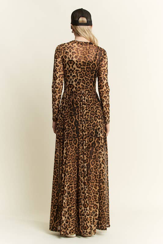 ANIMAL PRINT MESH MOCK DRESS