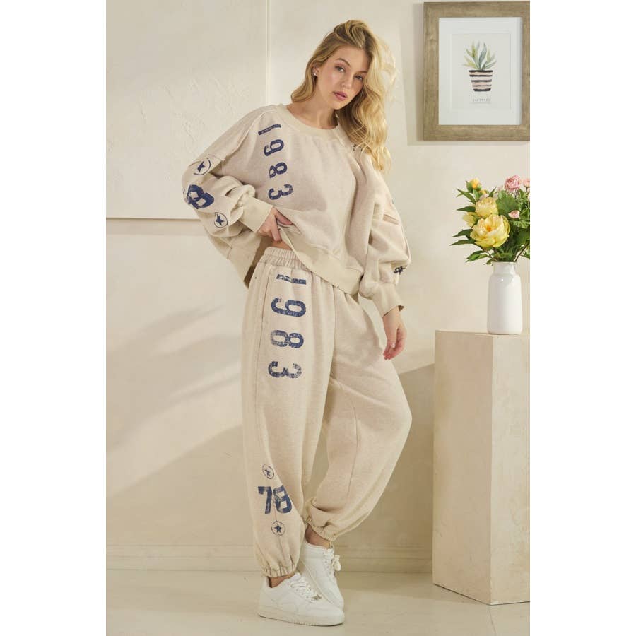 WASHED NUMBER PRINTED JOGGER SWEATPANTS