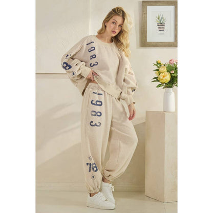 WASHED NUMBER PRINTED JOGGER SWEATPANTS