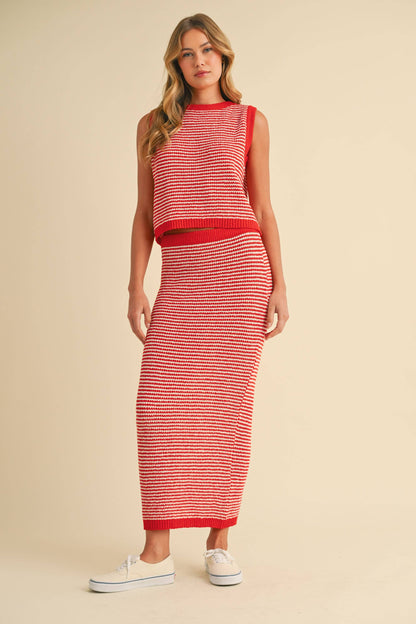SWEATER SLEEVELESS TOP AND MAXI PENCIL SKIRT SET