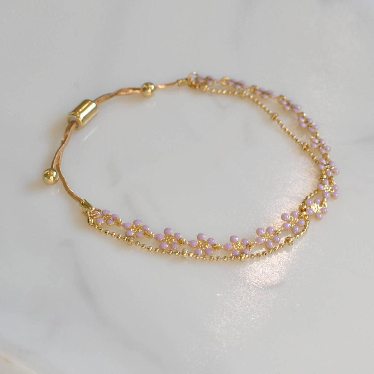 Color Epoxy Enamel Flower Adjustable Chain Bracelets