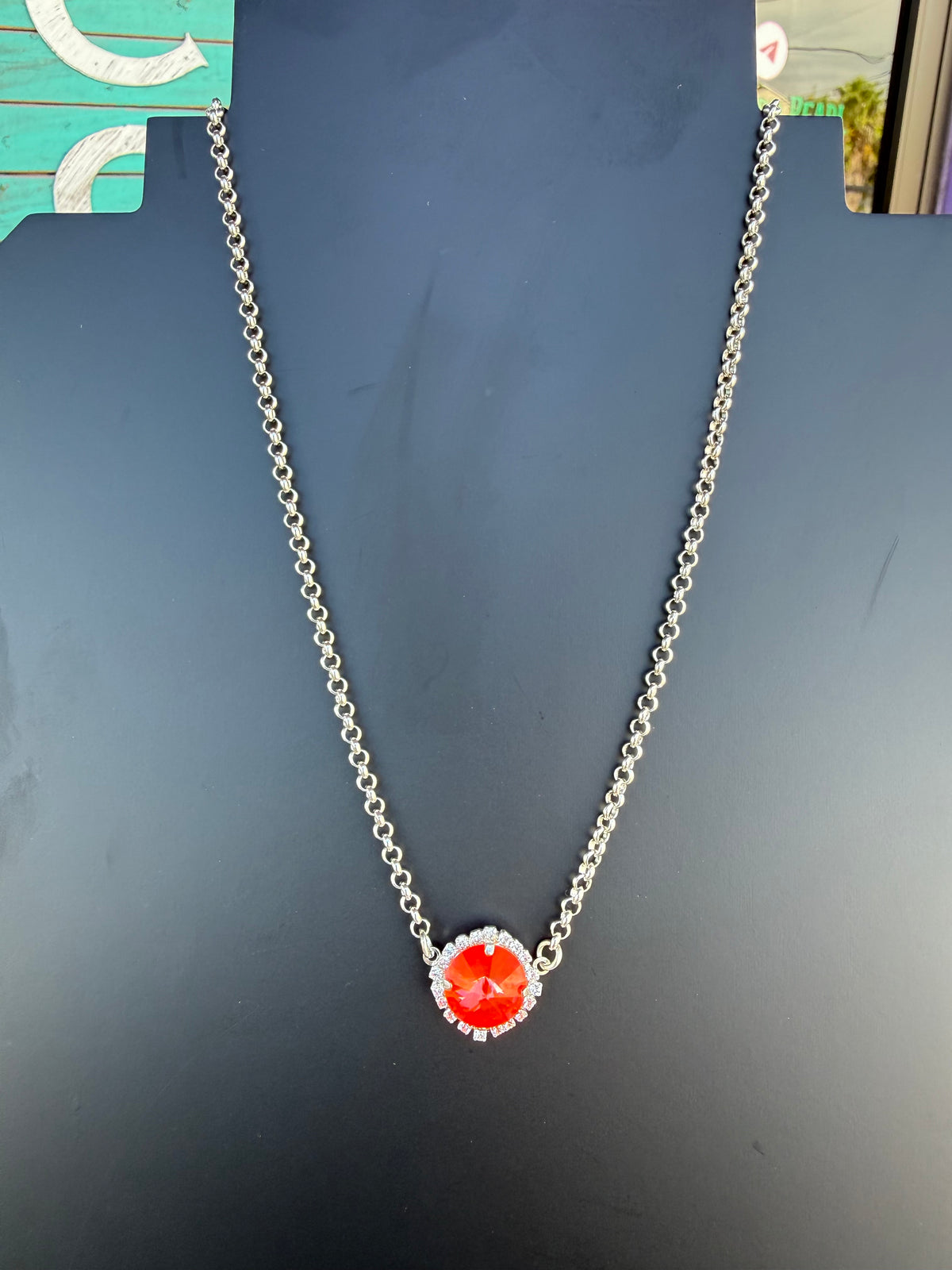 WETSTONE: Electric Orange Drop Necklace