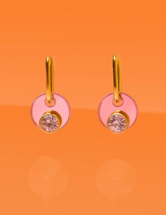 Deco Glam Medallion Oval Hoops Rose Gold