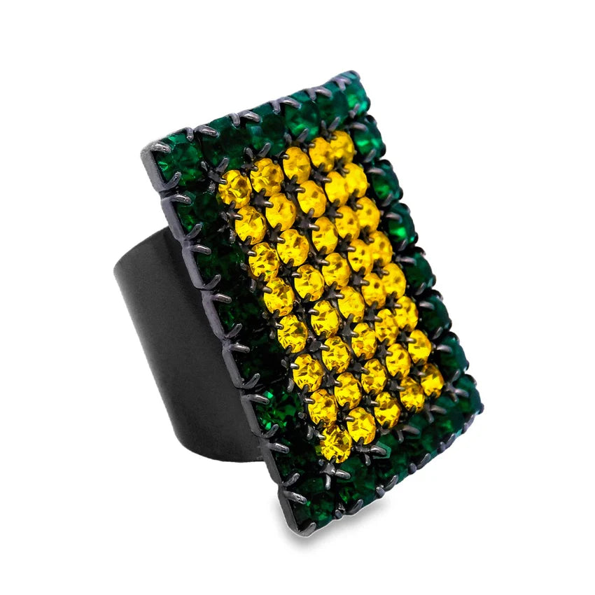 Emerald Ashley Ring in Gunmetal