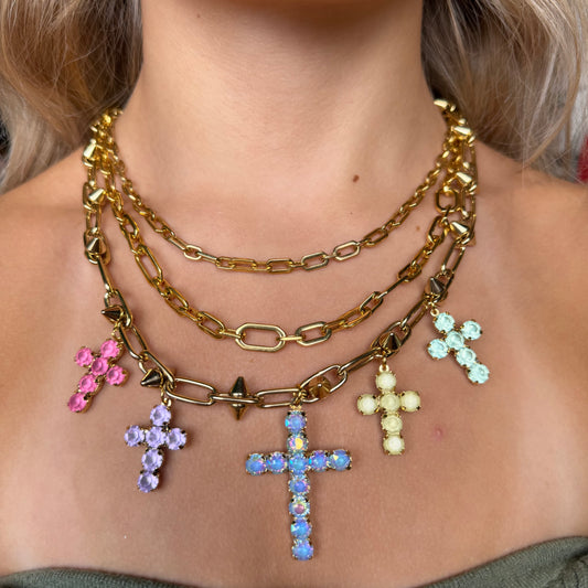 MARY CROSS NECKLACE IN FAIRY DUST