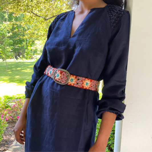 Buds & Blooms Floral Embroidered Wool Belt