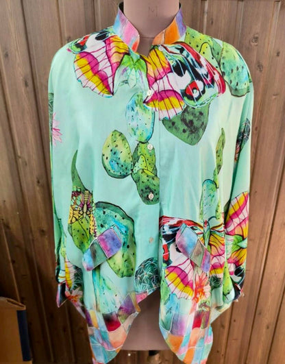 Cactus Butterfly Satin Kimono