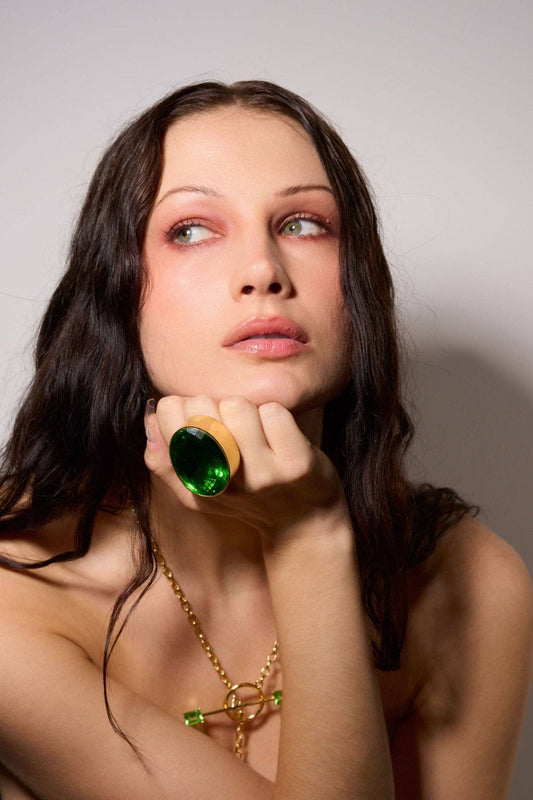 Oval Colossus Ring in Green Envy (Gold)