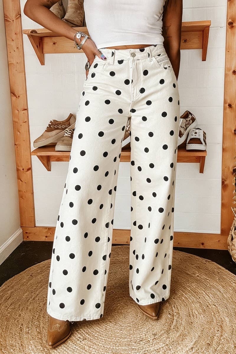 Polka Dot High Waist Wide Leg Pants