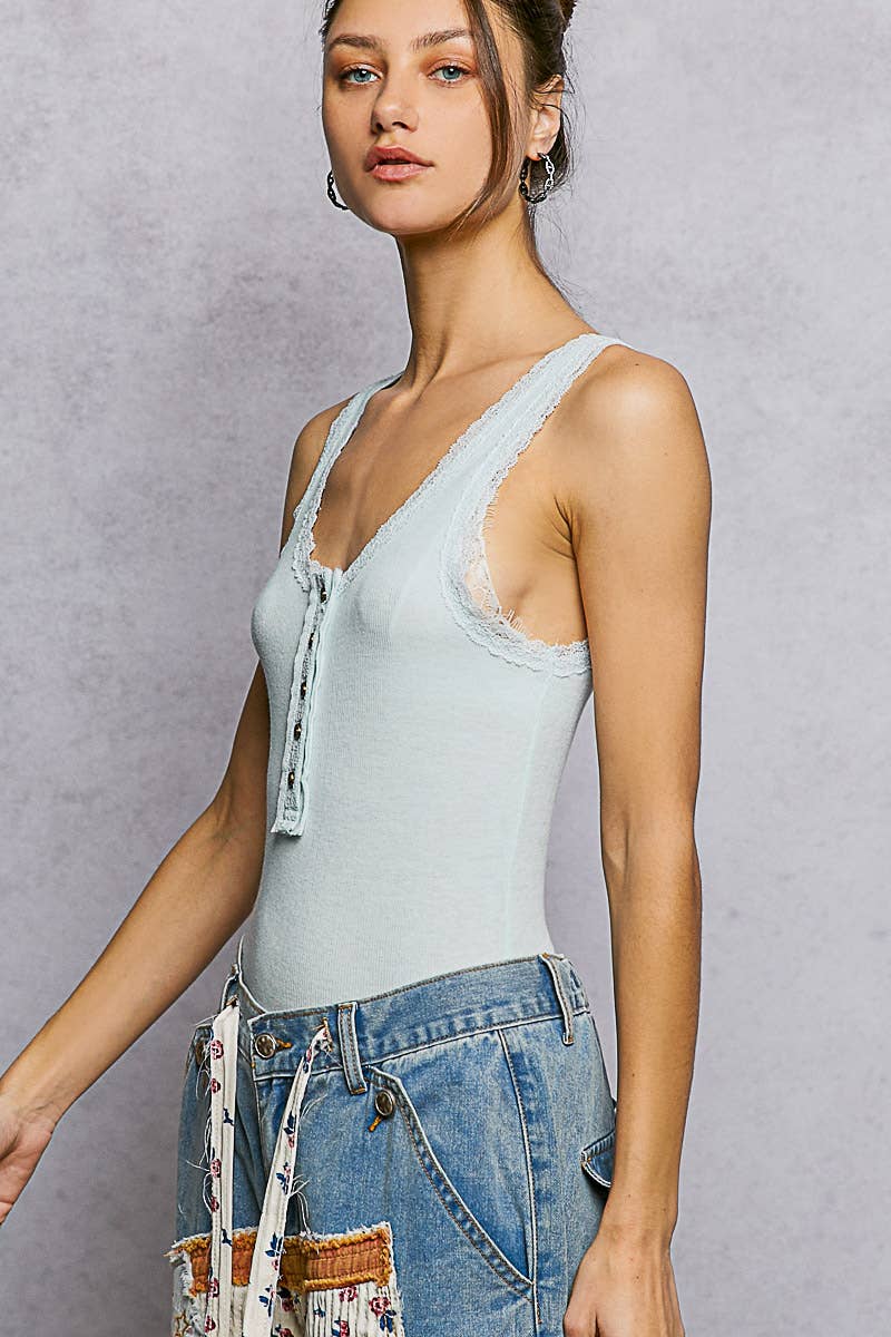 Lace Trim Knit Tank Top