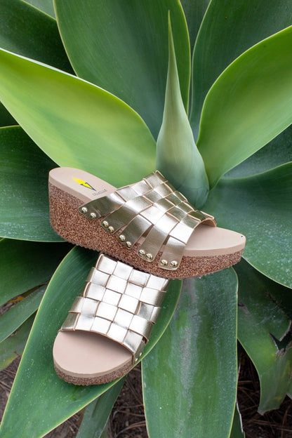 ENOKI Gold Wedge Sandal - Volatile