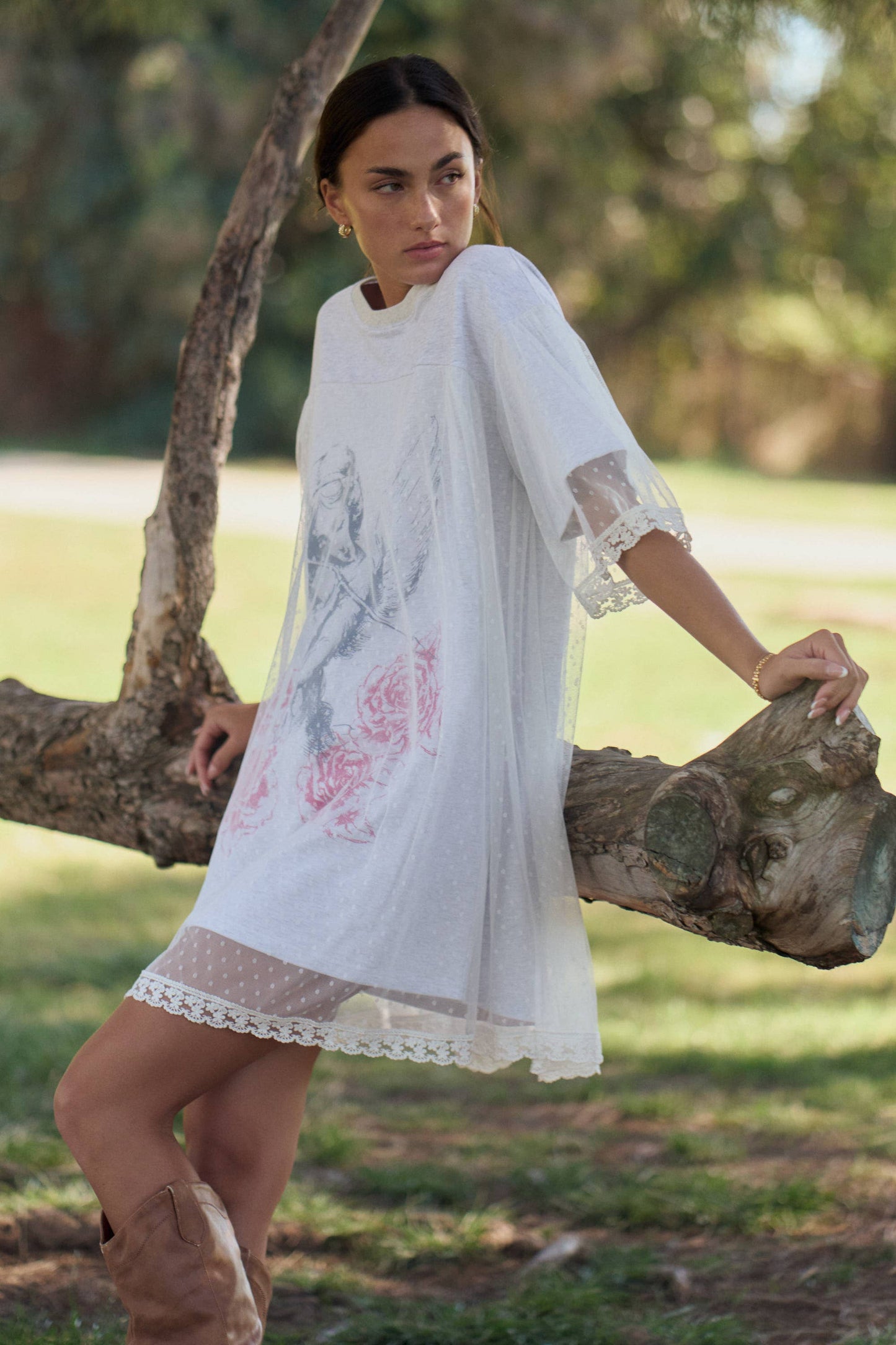 POLKA DOT CHERUB MESH LAYERED DRESS