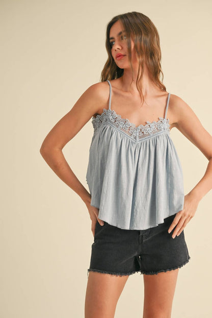 CROCHET CONTRASTED TANK TOP