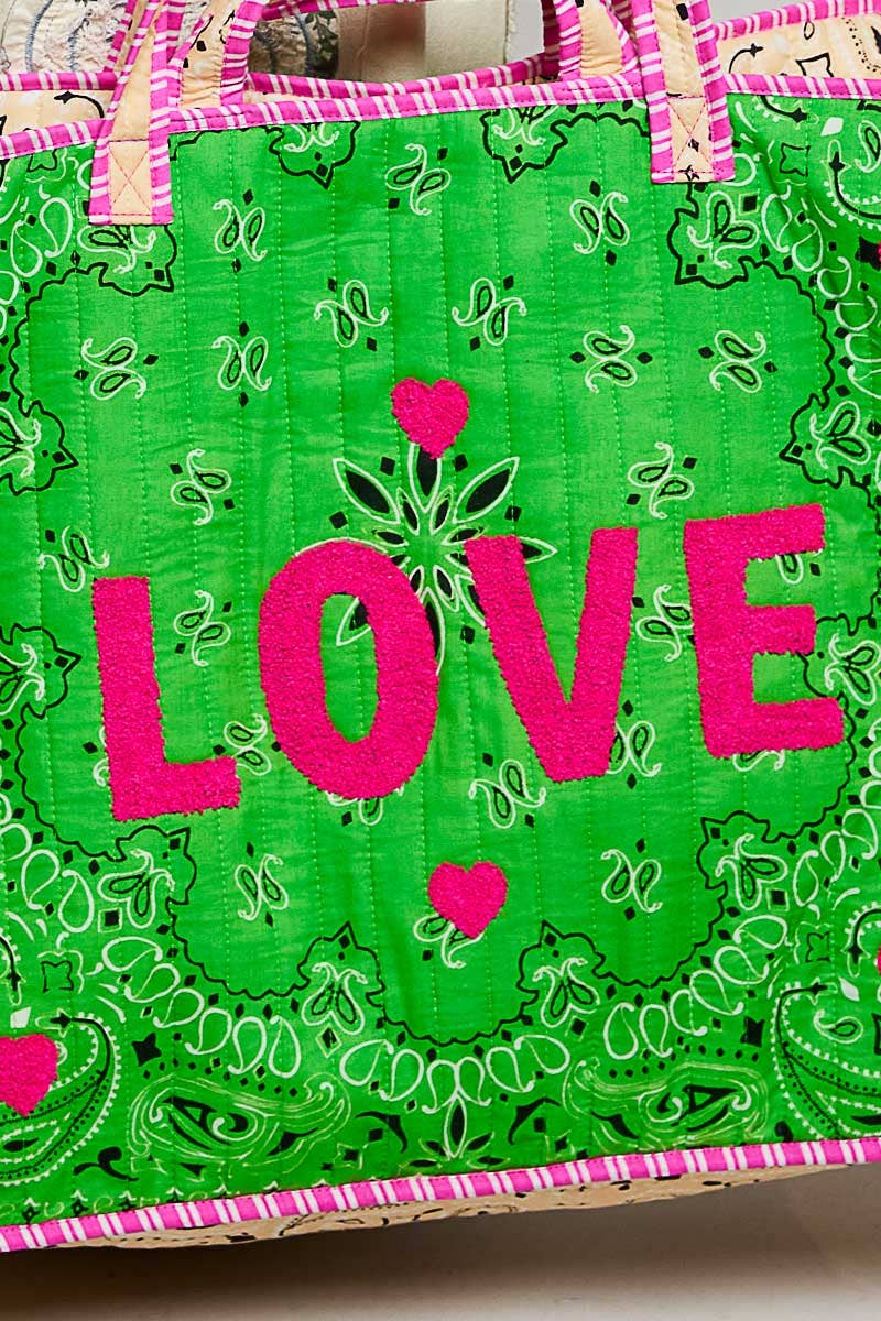 LOVE Bandana Quilted Tote Bag