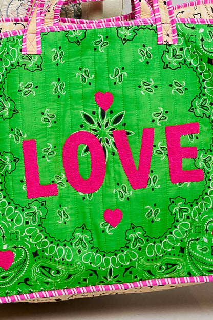 LOVE Bandana Quilted Tote Bag
