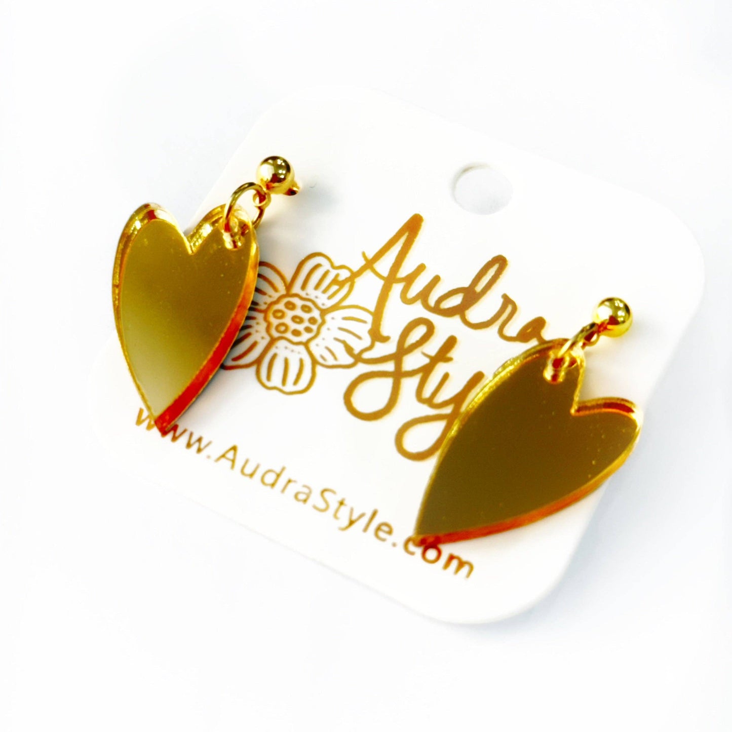 Mini Heart Dangle - Gold Mirror