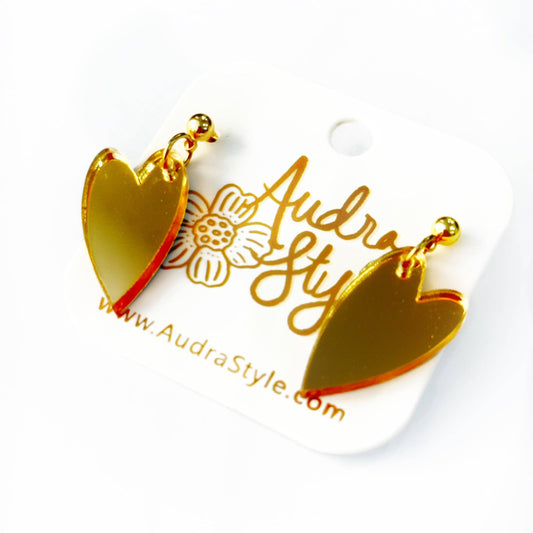Mini Heart Dangle - Gold Mirror