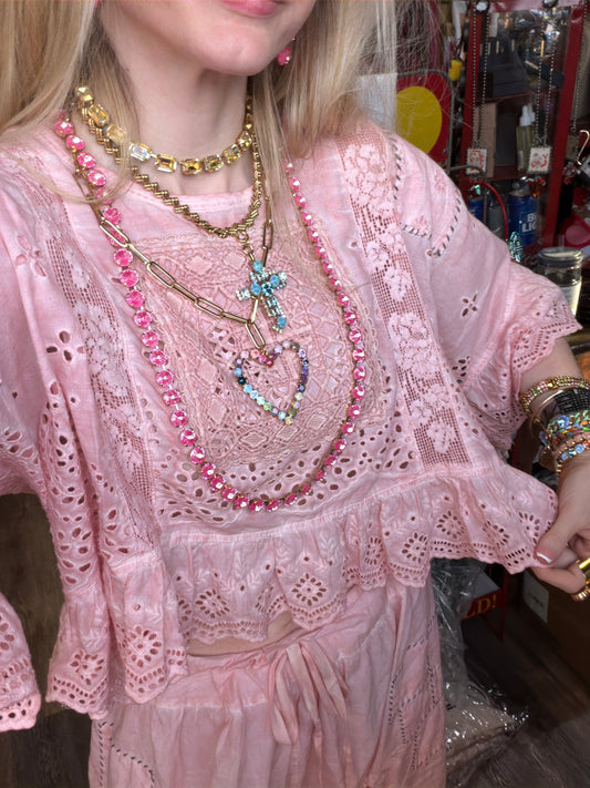 Pink Rose Eyelet Blouse