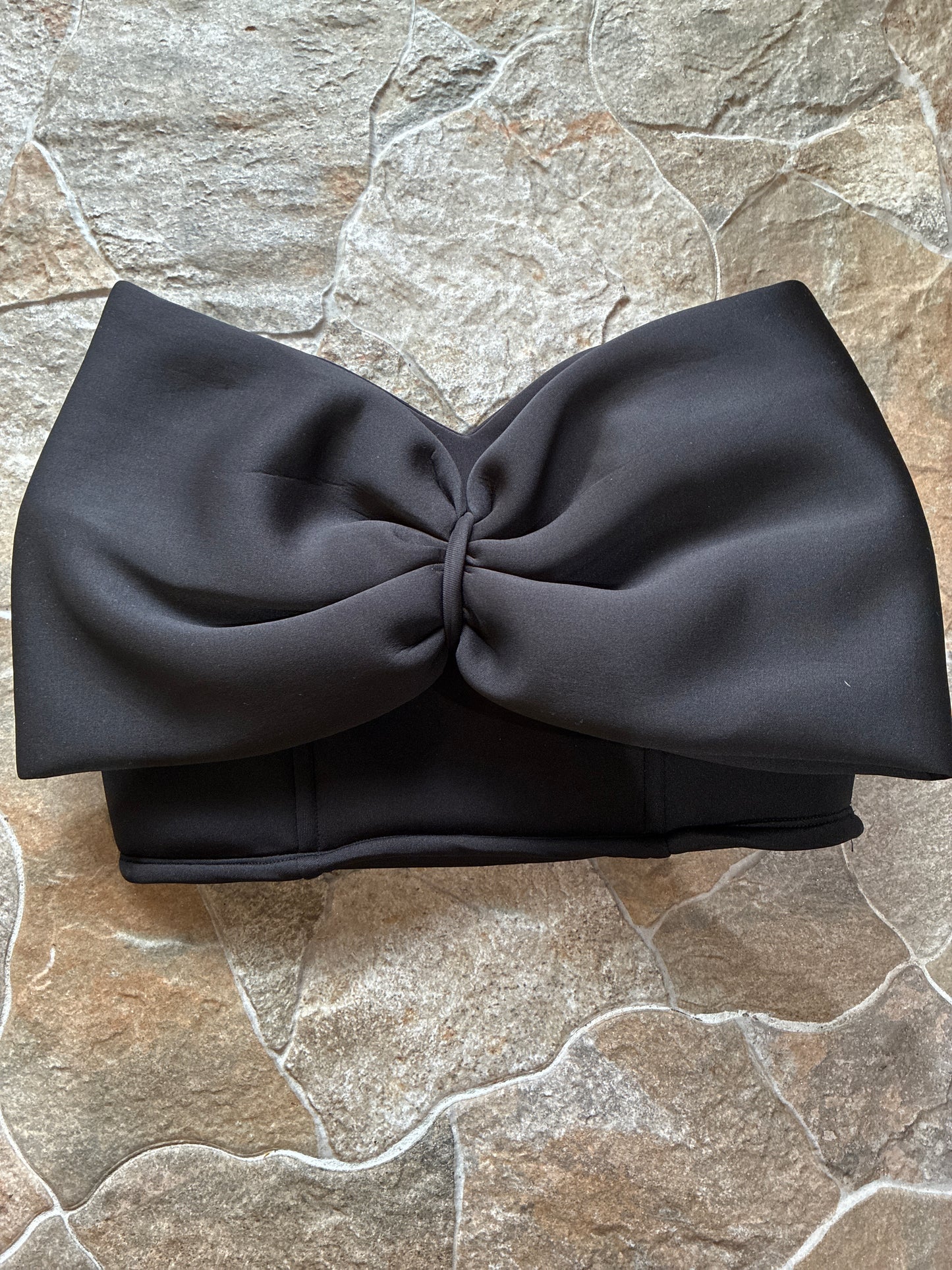 Black Bow Strapless Top