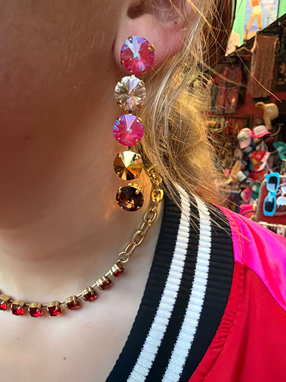 WETSTONE: chocolate strawberry 5- Drop Earrings