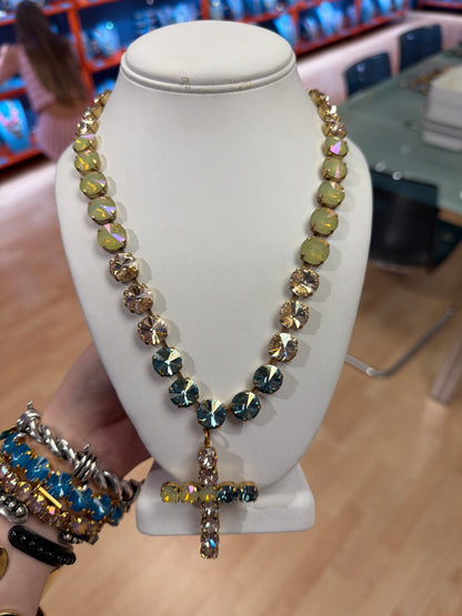 Champagne Silk Donatello Cross Necklace