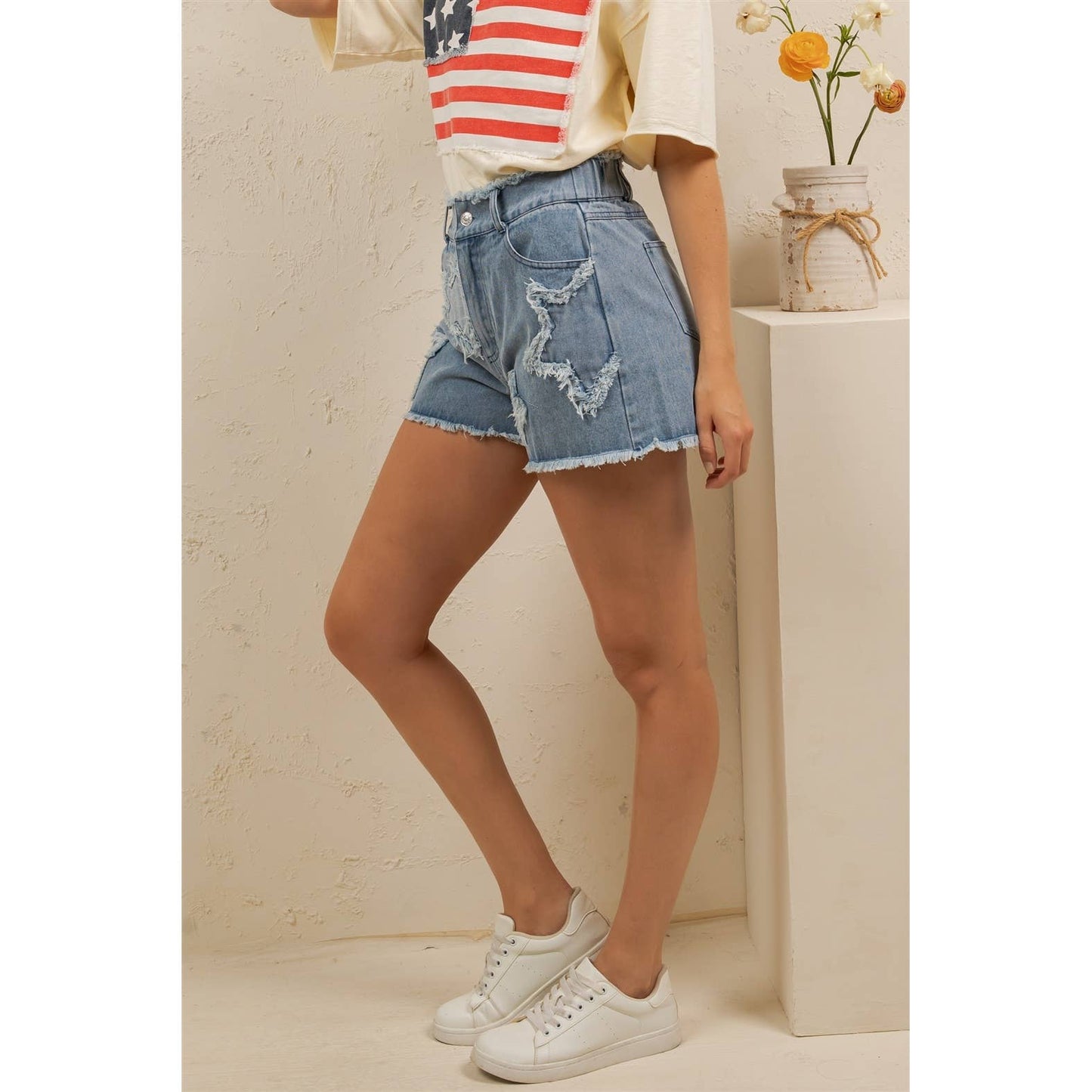 STARSTRUCK DISTRESSED DENIM SHORTS